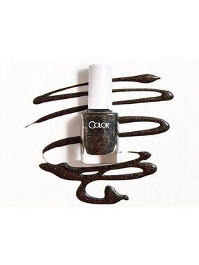 COLOR CLUB Nail Polish Take Nothing For Granite- Brand New Black Silver Glitter